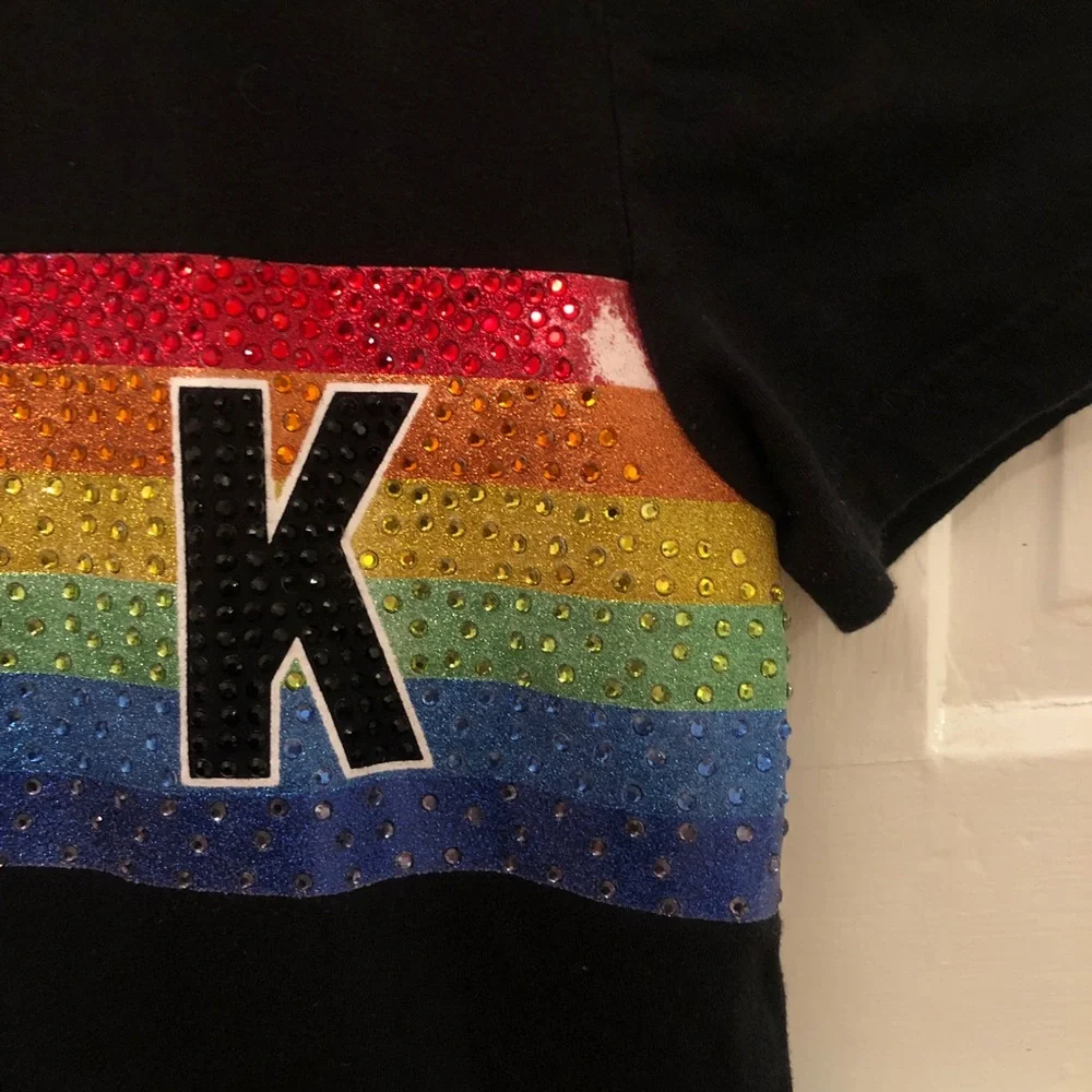 PINK Victoria’s Secret Rare Rainbow Bling Campus Tee - Picture 5 of 7